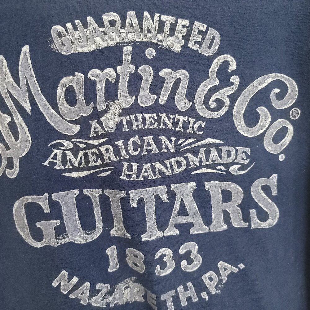 Martin & Co. Guitars Graphic T-Shirt Men's XXL Blue Lucky Brand Distressed - Picture 4 of 12